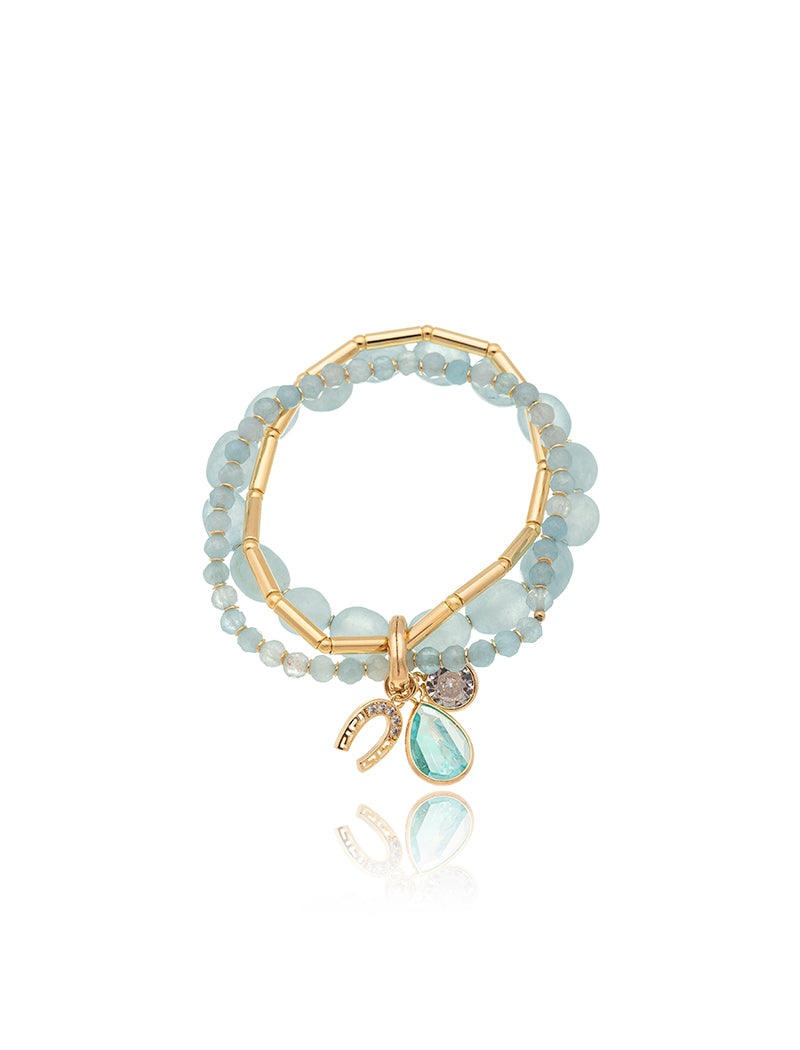 Pulseira Voltas Silicone Pingentes Banho Ouro 18k Jade