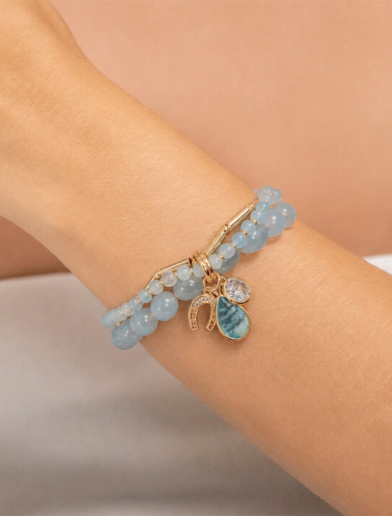 Pulseira Voltas Silicone Pingentes Banho Ouro 18k Jade