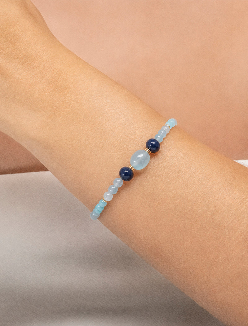 Pulseira Ajustável Pedra Oval Banho Ouro 18K Jade