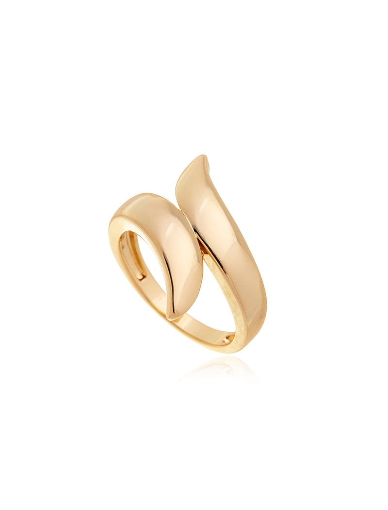 Anel Liso Voltas Banho Ouro 18k