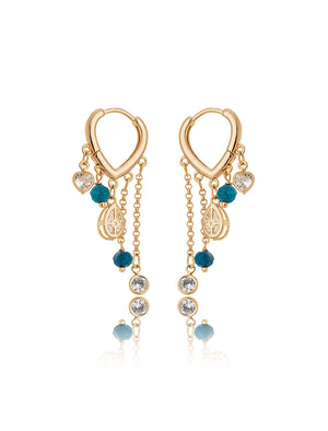 Brinco Argola Coração Banho Ouro 18k Pontos de Luz Jade