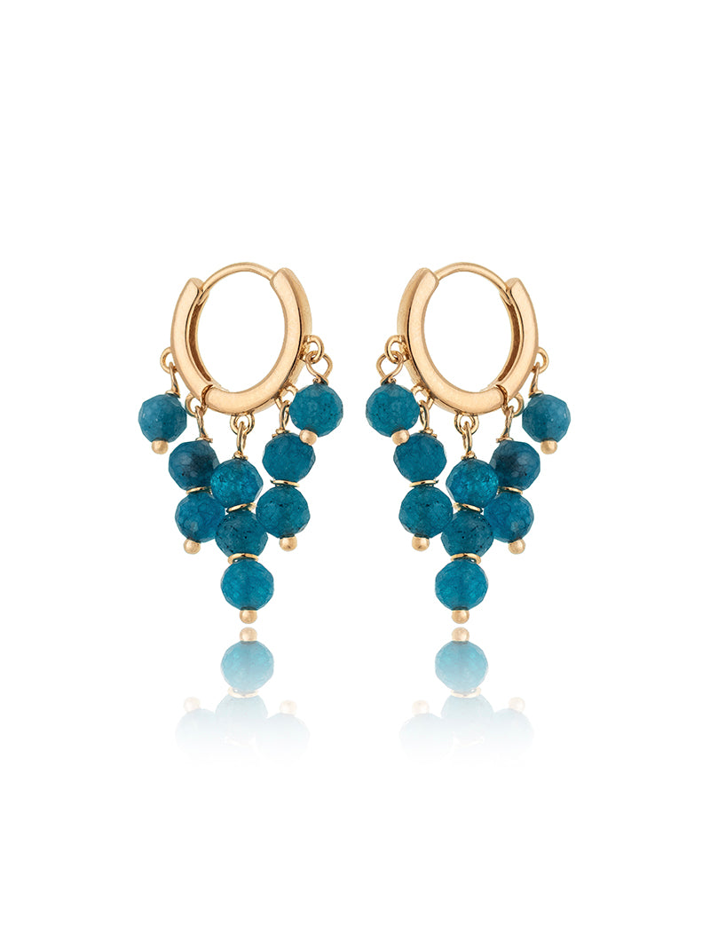 Brinco Argola Banho 18k Fileiras Jades Apapita