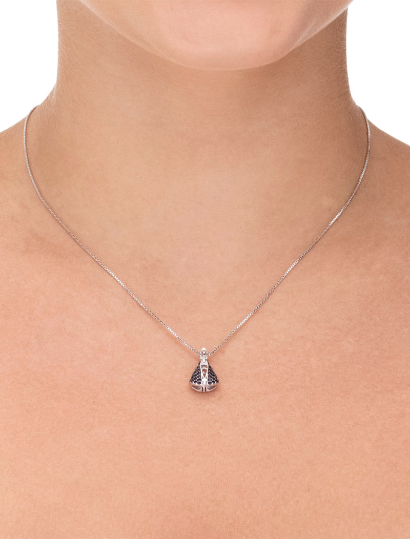 Colar Mini Nossa Senhora Dupla Face Cravejado Banho Ródio Zircônia