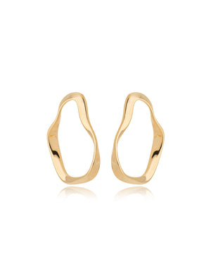 Brinco Orgânico Liso Vazado Banho Ouro 18k