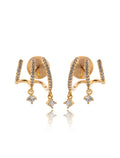 Brinco Earcuff Fileiras Cravejadas Banho Ouro 18k Zircônias