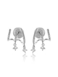 Brinco Earcuff Fileiras Cravejadas Banho Ródio Zircônias