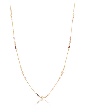 Colar Longo Delicado Banho Ouro 18k Madrepérola Cristal