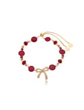 Pulseira Ajustável Laço Banho Ouro 18k Jade Cristais
