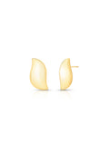 Brinco Abaulado Curvo Liso Banho Ouro 18k