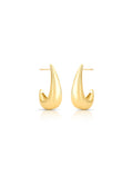 Brinco Meia Argola Anzol Liso Banho Ouro 18k