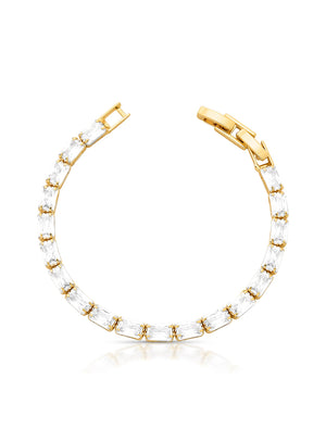 Pulseira Retangulares Banho Ouro 18k Cristal
