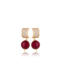 Brinco Meia Argola Cravejada Banho Ouro 18k Jade