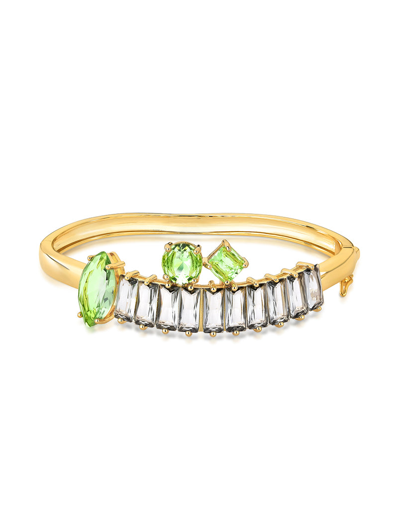 Pulseira Bracelete Geométrico Banho Ouro 18k Cristais