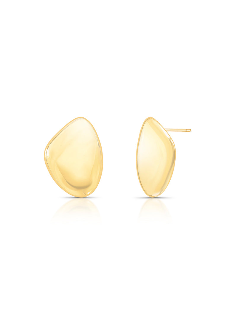 Brinco Abaulado Orgânico Liso Banho Ouro 18k