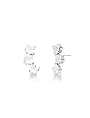 Brinco Earcuff Banho Ródio Cristais