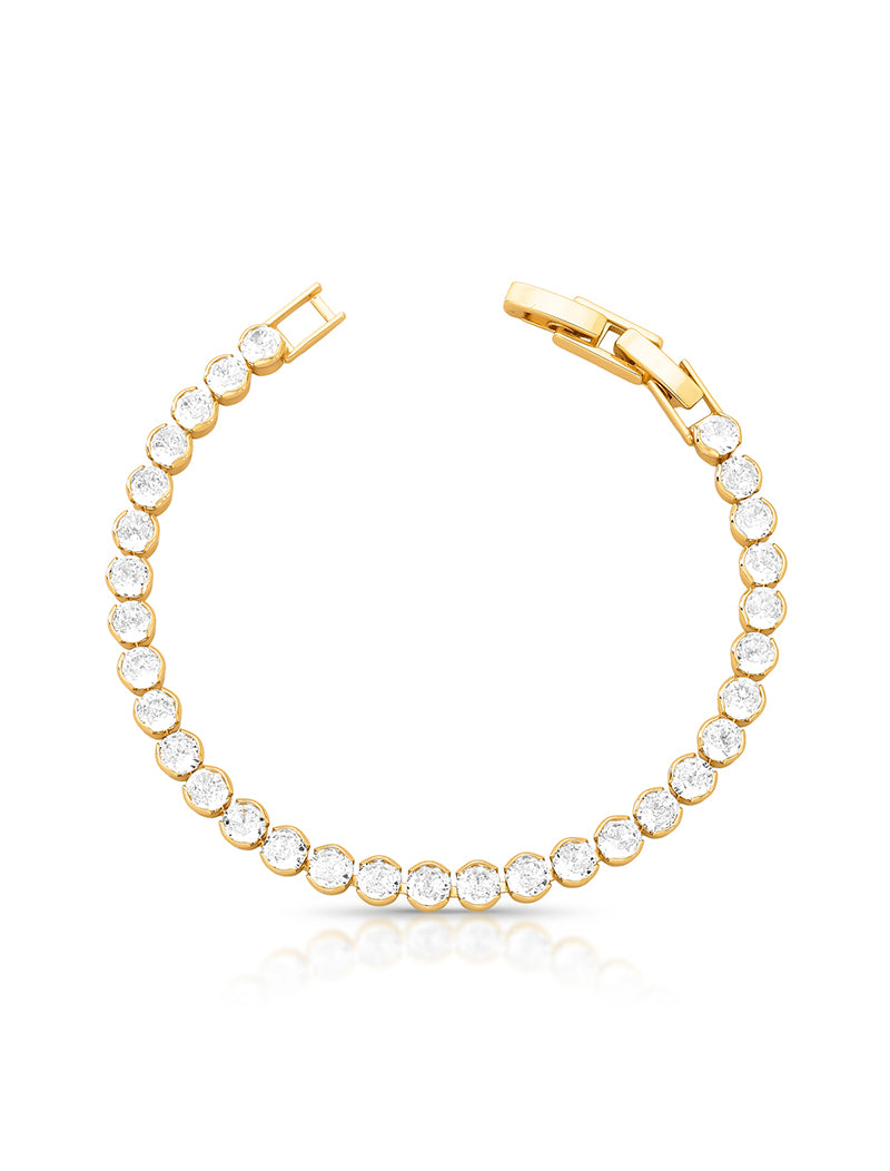 Pulseira Riviera Bolinhas Banho Ouro 18k Zircônia