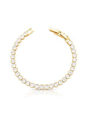 Pulseira Riviera Bolinhas Banho Ouro 18k Zircônia