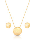 Conjunto Redondo Amassado Fosco Liso Banho Ouro 18k