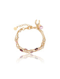 Pulseira Três Fileiras Pingentes Banho Ouro 18k Cristal Jade Zircônia