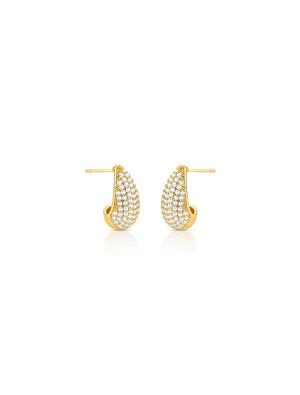 Brinco Gota Cravejado Banho Ouro 18k Zircônias