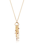 Colar Ajustável Longo Pingente Franja Banho Ouro 18k Cristal Jade