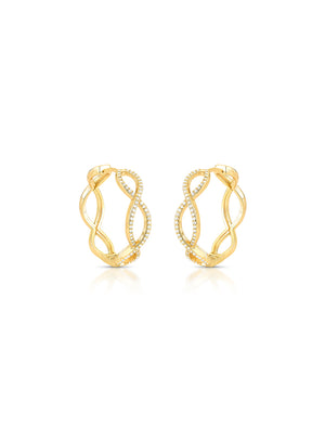 Brinco Argola Infinito Cravejado Banho Ouro 18k