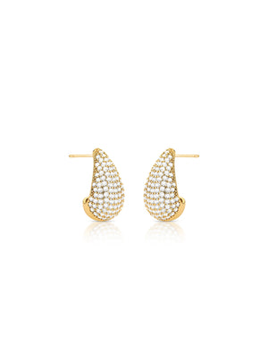 Brinco Gota Cravejado Banho Ouro 18k Zircônias