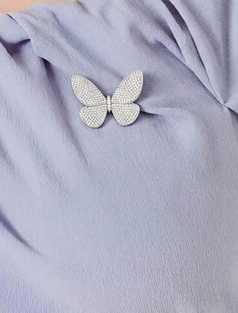 Broche Borboleta Cravejada Banho Ródio