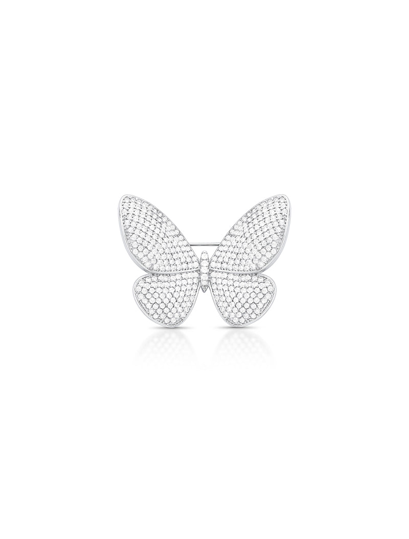 Broche Borboleta Cravejada Banho Ródio