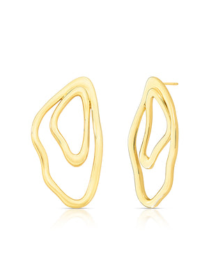 Brinco Orgânico Liso Vazado Banho Ouro 18k