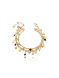 Pulseira Mini Corações Banho Ouro 18k Olho De Tigre Jade