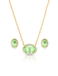 Conjunto Oval Cravejado Banho Ouro 18k Cristal