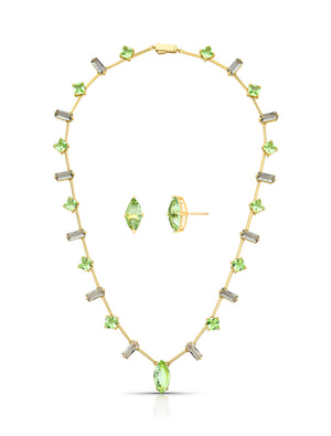 Conjunto Geométrico Banho Ouro 18k Cristal
