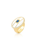 Anel Oval Esmaltado Banho Ouro 18k Cristal