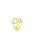 Anel Oval Laterais Cravejadas Banho Ouro 18k  Cristal  Zircônia