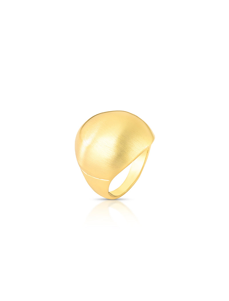 Anel Abaulado Liso Fosco Banho Ouro 18k
