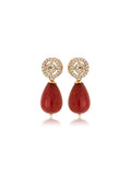 Brinco Base Cravejada Redonda Gota Banho Ouro 18k Jade