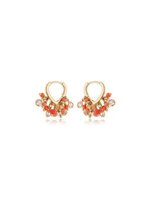 Brinco Sunset Argola Coração Click Banho Ouro 18k Cristal Jade