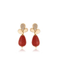 Brinco Base Gotas Lisas Cravejada Banho Ouro 18k Jade