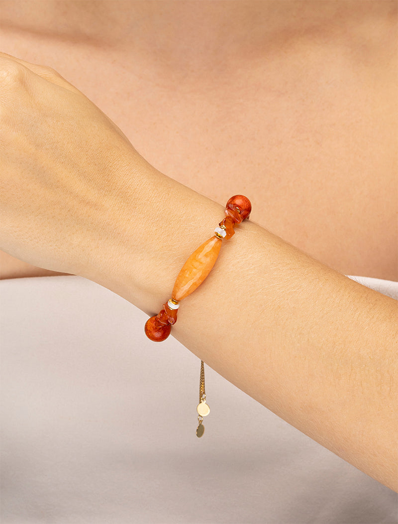 Pulseira Ajustável Banho Ouro 18k Jade