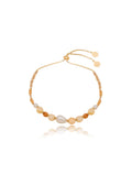 Pulseira Ajustável Banho Ouro 18k Jade Pérola Cristal