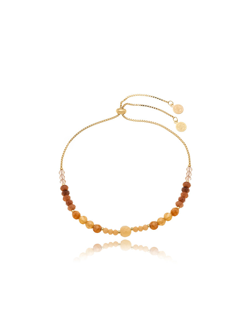 Pulseira Ajustável Banho Ouro 18k Jade Cristal