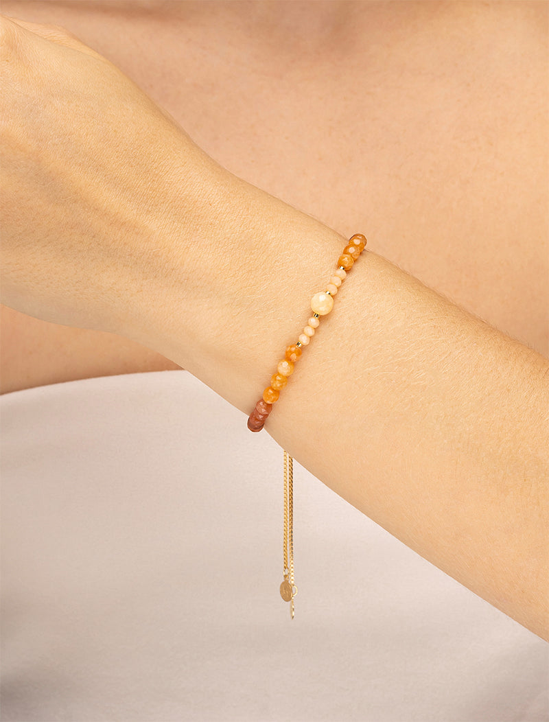 Pulseira Ajustável Banho Ouro 18k Jade Cristal