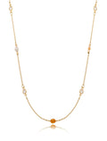 Colar Longo Pedrinhas Banho Ouro 18k Cristal Jade