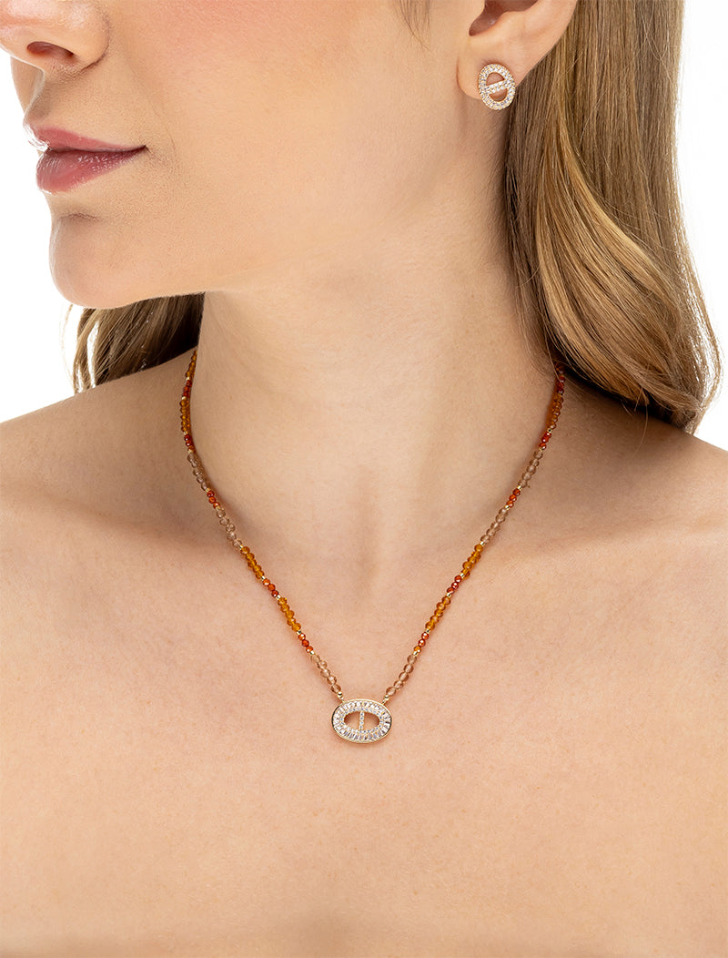 Conjunto Pingente Banho Ouro 18k Cristais