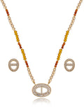 Conjunto Pingente Banho Ouro 18k Cristais