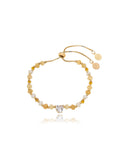 Pulseira Infantil Ajustável Coração Banho Ouro 18k Jade Zircônia