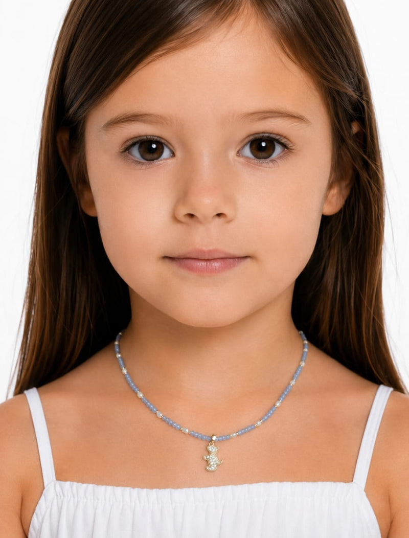 Colar Infantil Cachorro Banho Ouro 18k Cristal Pérola