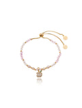 Pulseira Ajustável PIngente Maçã Cravejada Banho Ouro 18K Cristal Zircônia