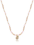 Colar Infantil Pingente Maçã Cravejada Banho Ouro 18k Cristal Zircônia